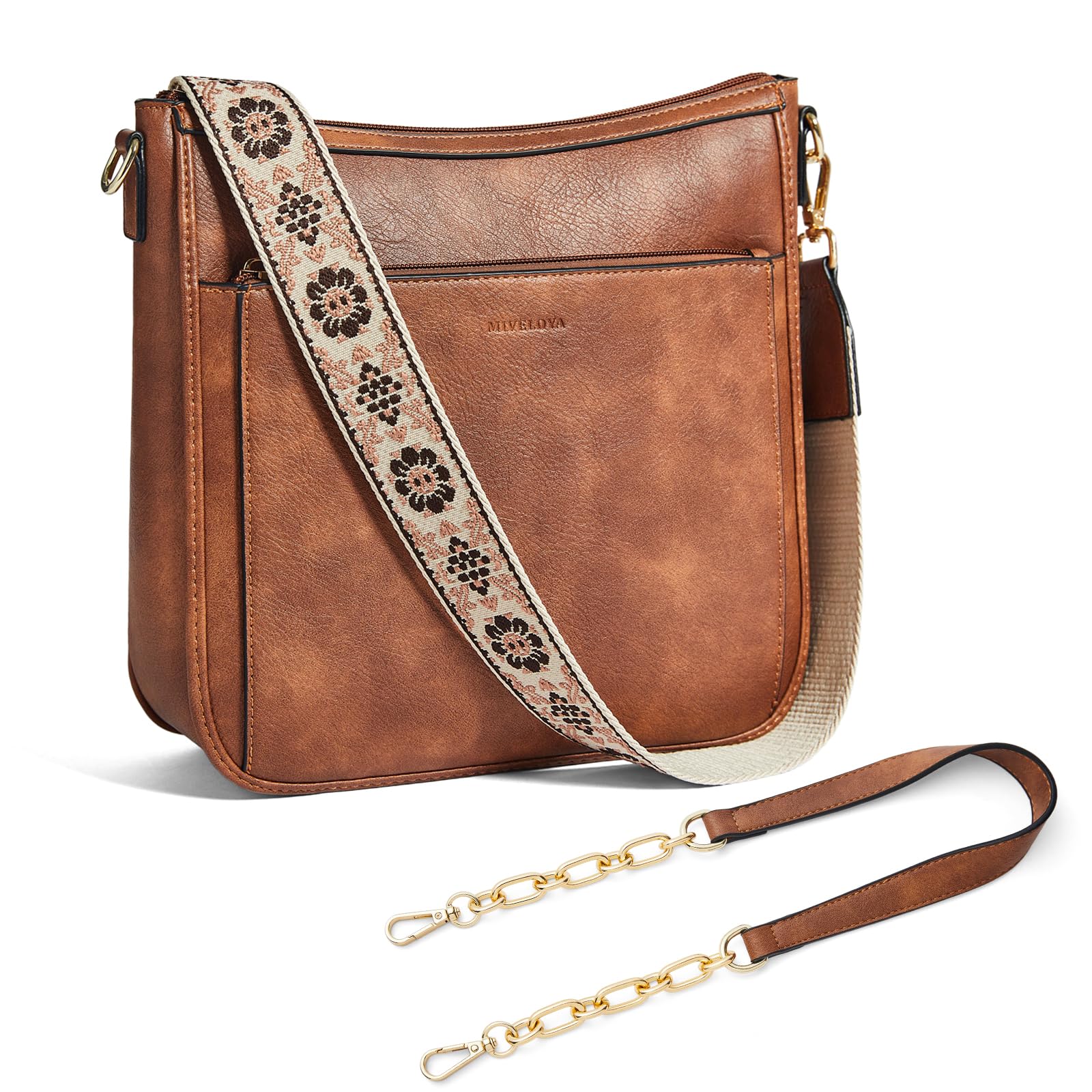 Crossbody Bags for Women Hobo Purses - Vegan Leather Cross Body Bag with 2 Straps Trendy Shoulder Handbag for Daily Use