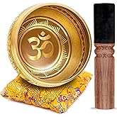 Tibetan Singing Bowl Set – Bronze Master Grade with Pure Tone & Thangka Art – Handmade in Nepal by Himalayan Bazaar (Gold & Y