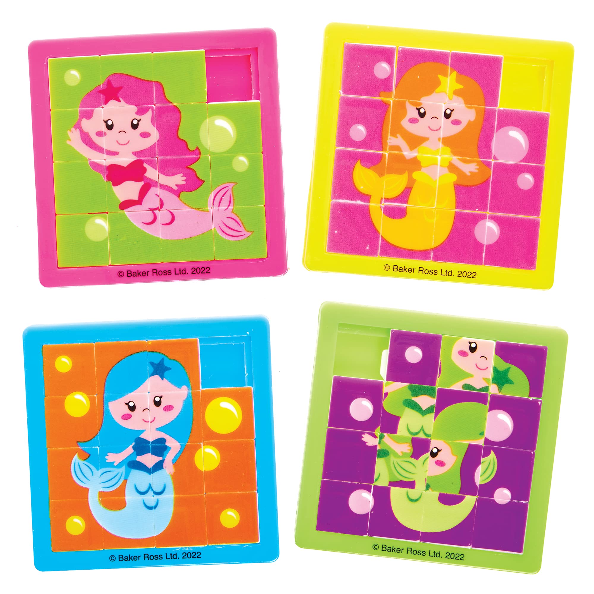 Baker Ross FX792 Magical Mermaids Sliding Puzzles - Pack of 6, Party Bag Fillers for Kids