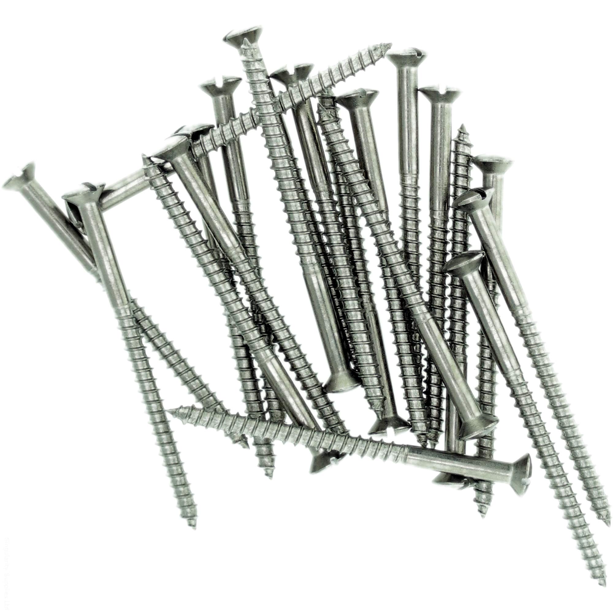 No.10 x 0.78 (5.0mm x 20mm) Slot Raised Countersunk Wood Screw - Stainless Steel (A2) (Pack of 20)