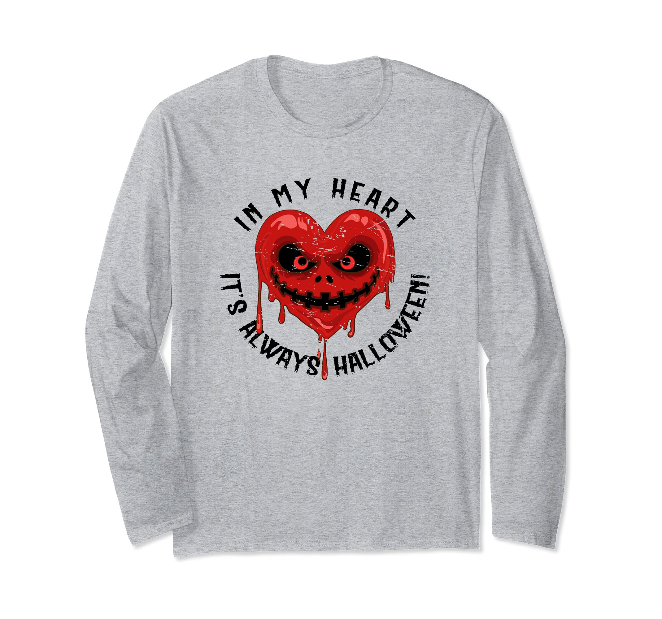 Horror Movie Halloween Lover Meme Scary Face Bleeding Heart Long Sleeve T-Shirt