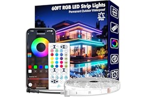 60ft Outdoor Led Strip Lights Waterproof Room Decor, PHLSTYLE 18m IP68 Permanent Outdoor Christmas Lights for House, Smart Co