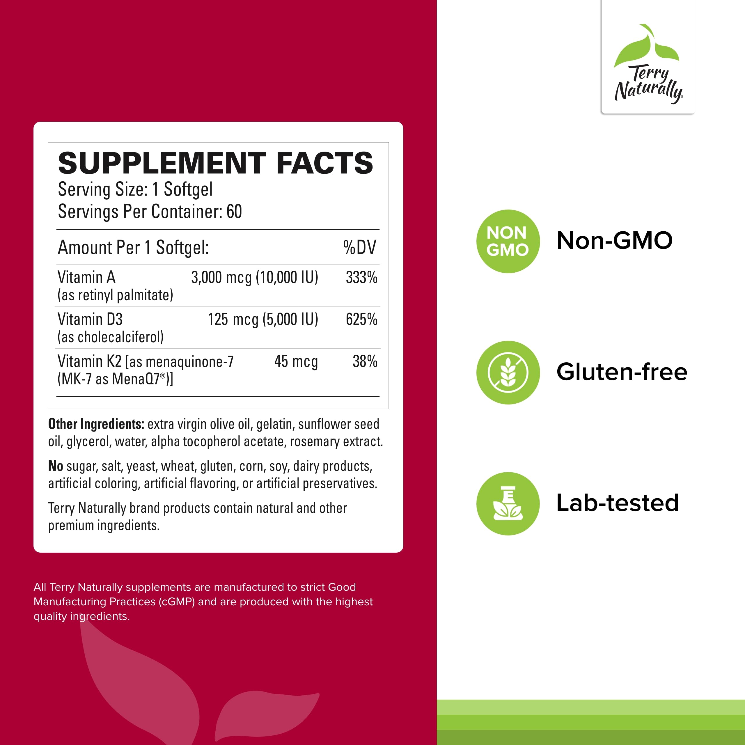 Terry Naturally Artery Strong - Cardio Health & Vascular Elasticity and Strength Support - Cardiovascular Support Supplement with Vitamins A & D3 - Aids Blood Vessel Elasticity - 60 Softgels