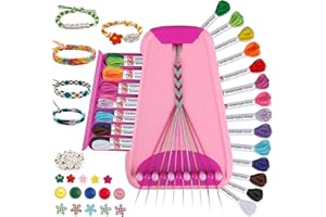 MAYNACS Arts and Crafts for Kids Ages 8-12,Friendship Bracelet Making Kit for Girl,Kids Jewelry Making Kit with 28 Pre-Cut Threads,Christmas Birthday Gifts for Ages 6 7 8 9 10 11 12 Year Old Pink