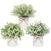 Mkono Fake Plants in Farmhouse Galvanized Metal Pots Table Centerpiece Rustic Home Decor, 3 Pack Potted Artificial Plants Faux Eucalyptus for Shelf Indoor Dining Room Office