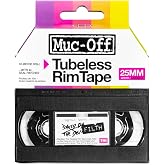 Muc-Off Tubeless Rim Tape, 10m Roll with Patches, 25mm | Pressure-Sensitive Semi-Transparent Adhesive, Extreme Strength Airtight Seal, Stretches to Fit, for All Bike Types