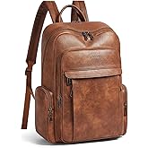 Shrrie Leather Laptop Backpack for Women with 17 inch Vegan Leather Computer Backpack Purse for Travel College Work