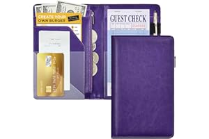 HOFFI Server Books For Waitress/Waiter Book with Zipper Money Pocket,Cute Waitress Books Organizer Accessories Fit Server Aprons Note Pads (Purple)