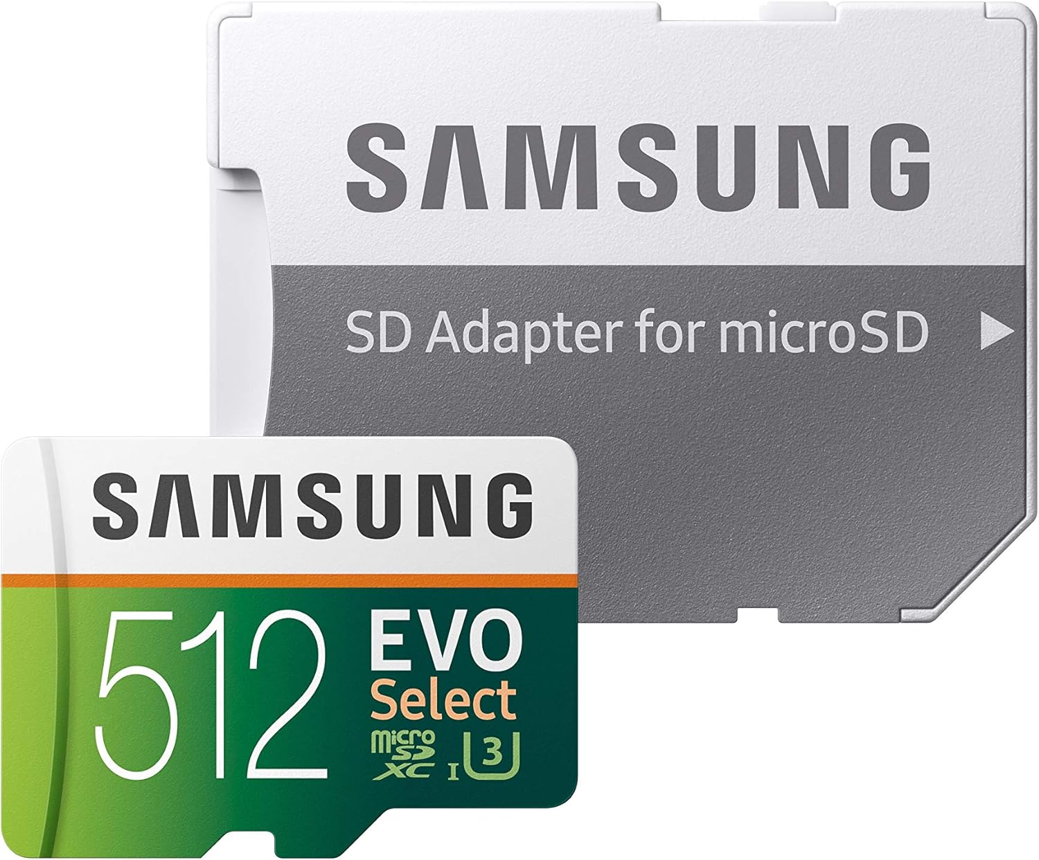 SAMSUNG EVO Select 512GB microSDXC UHS-I U3 100MB/s Full HD & 4K UHD Memory Card with Adapter (MB-ME512HA): Computers & Accessories