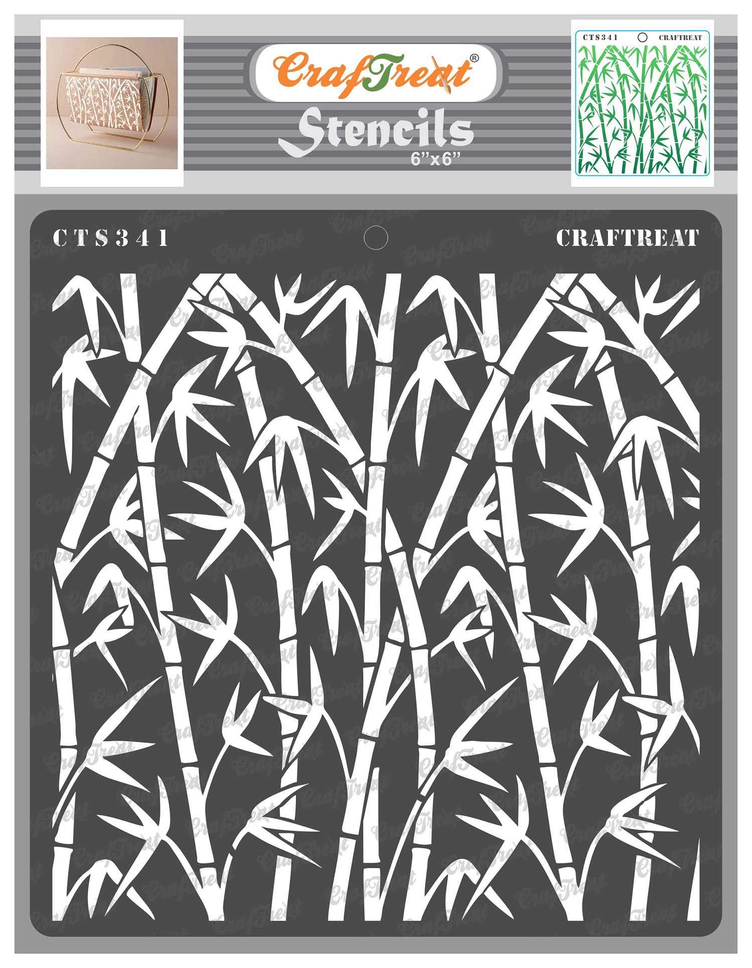 CrafTreat Reusable Forest Stencils for Painting on Wood, Canvas, Paper, Fabric, Floor, Wall and Tile - Bamboo Forest -6x6 Inch - DIY Art and Craft Stencils - Bamboo Stencil