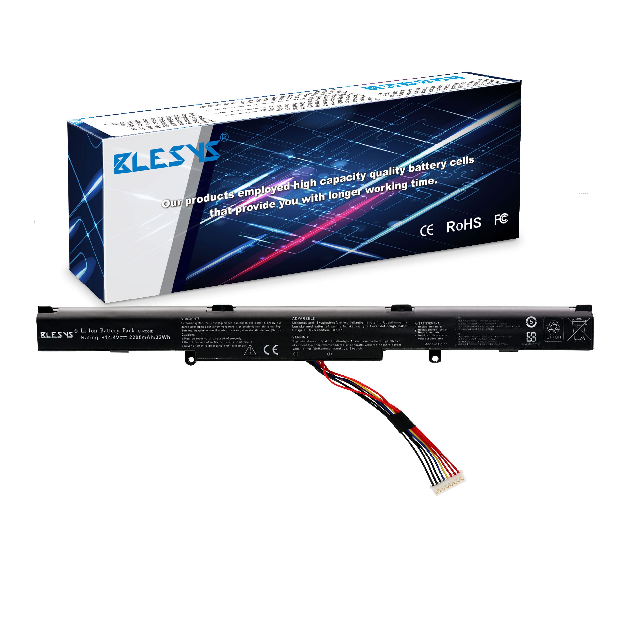 BLESYS Compatible with Laptop battery A41X550E A41-X550E ASUS F751L F751LA F751LAV F751LB F751LD F751LDV F751LJ F751LK F751LN F751LX F751M F751MD F751MA F751MJ F751NA F751SA F550 F550D F550DP battery