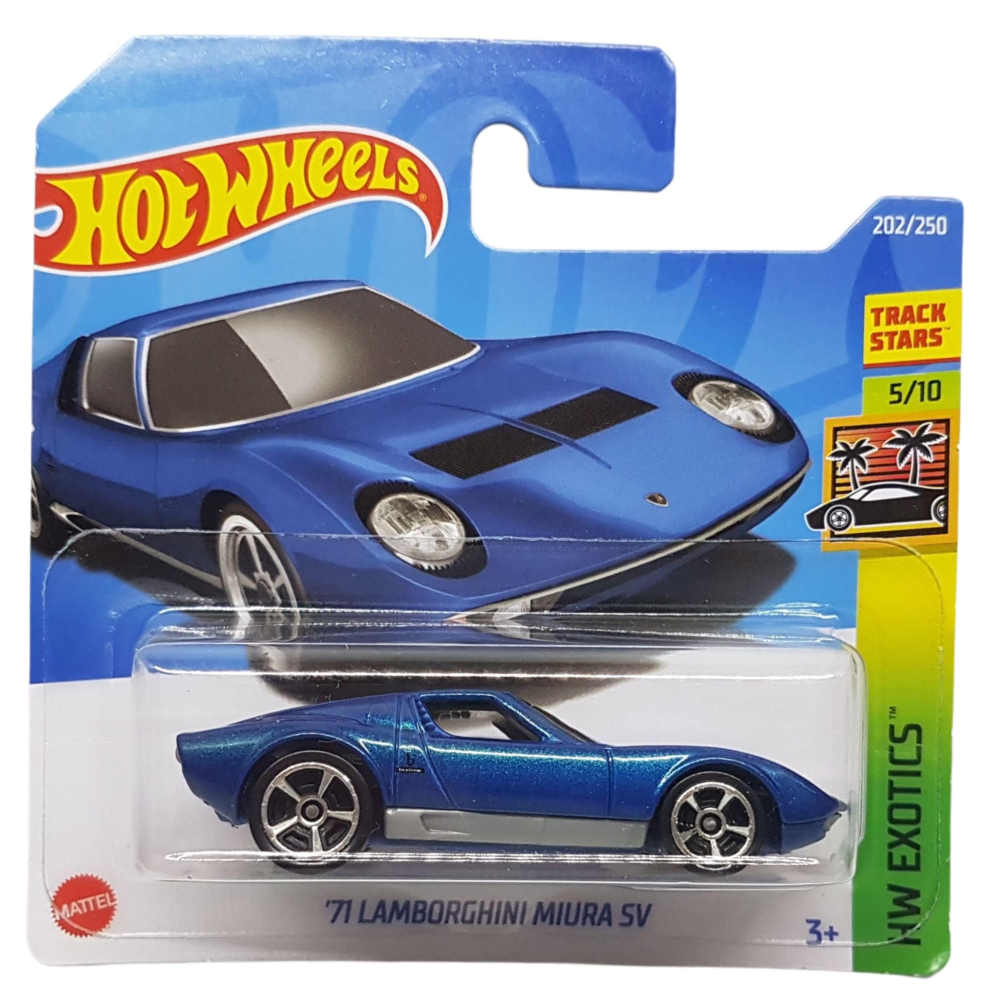 Hot Wheels - ´71 Lamborghini Miura SV - HW Exotics 5/10 - HCX02 - Short Card - Track Stars - Metallic Blue - Mattel 2022