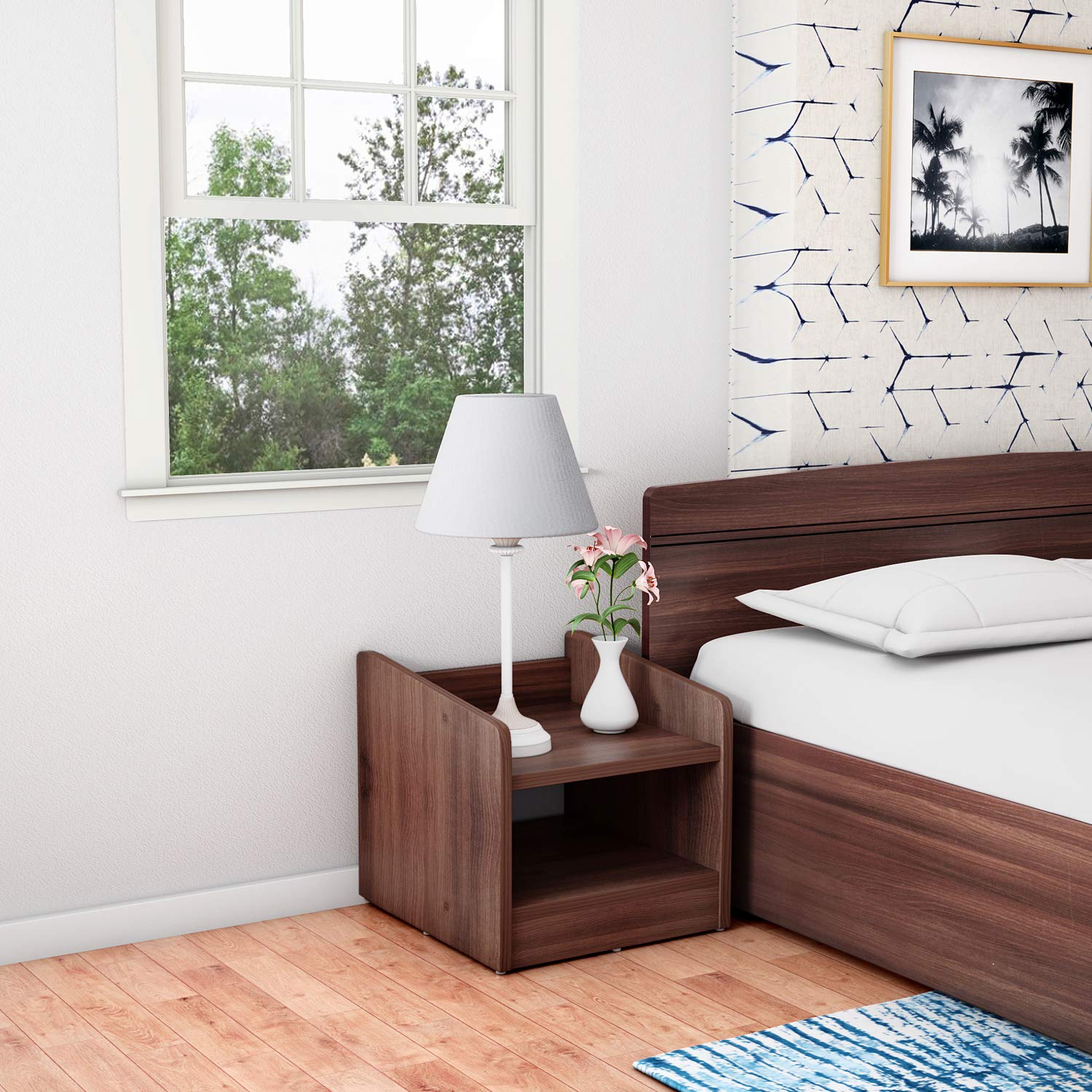 Godrej Interio Siesta Bedside Table (Dark Walnut, Matte Finish) Amazon