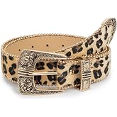 Women's Leopard-Belt Casual-Belts Fashion Leopard Print Faux Leather Belts | Leopard Print Belt with Pin Buckle for Women, Women's Cheetah Print Belt, Animal-Print Waistband