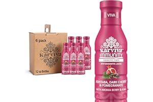 Karviva Organic Whole Plant Prebiotic & Antioxidant Juice. Gentle Detox and Immunity Boost with Japanese Longevity Green Veggie, Pomegranate, Dark Cherry. High Vitamin K, Vitamin C, Essential Minerals. Low Calories, No Added Sugar. 6 Bottles, 12 fl. oz.