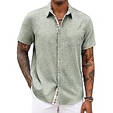 COOFANDY Men's Button Down Shirts Short Sleeve Casual Summer Beach Vacation Wedding Shirt with Pocket