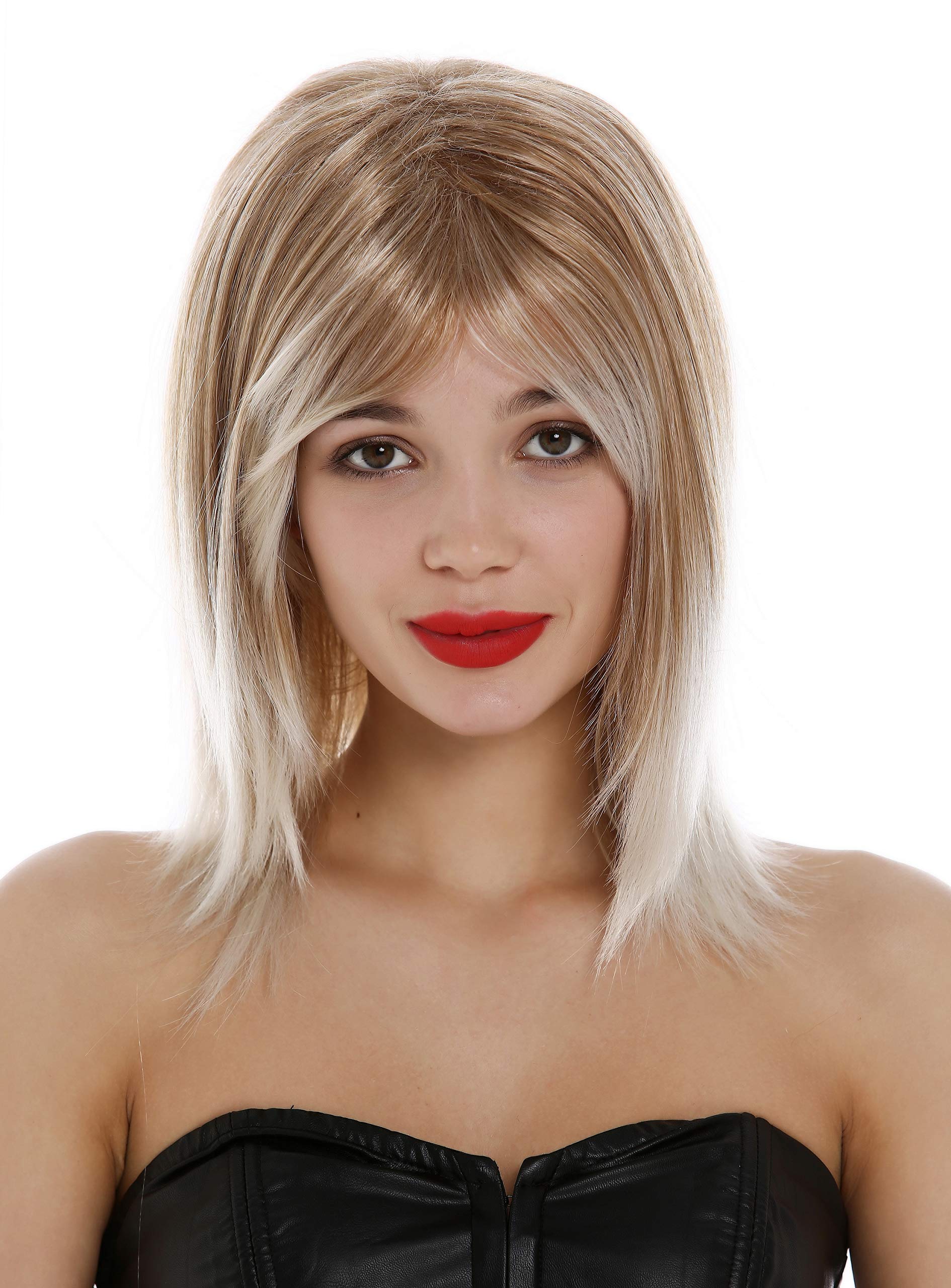 WIG ME UP - GFW2472-27T60 Lady wig short shoulder-length Longbob sleek ombre blond mix of dark blond and platinum blond highlights tips