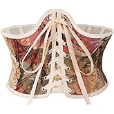 XquiziFit Renaissance Corset Belt for Women Wide Waist Belt Lace-up Floral Corset Underbust Corset