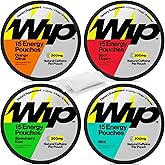 Wip Energy Pouches | 200mg Natural Caffeine | Vitamins and Minerals | 4 Pack Assorted: Sour Cherry, Mint, Orange Citrus, Strawberry Kiwi
