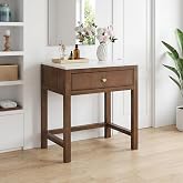 30" W Solid Wood Makeup Vanity Desk with Marble Countertop and Drawer | Pre-Assembled, Sturdy Solid Wood, Customizable Organization, Removable Partitions, Soft Closing Dovetail Drawers, Side Table
