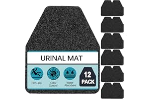 Basima Urinal Mats for Men Bathroom 12 Pack Washable Bulk Rubber Urinal Floor Mats for Toilet Commercial, Non-Slip Disposable Urinal Pads for Mens Room, 17.5" x 20.5", Black