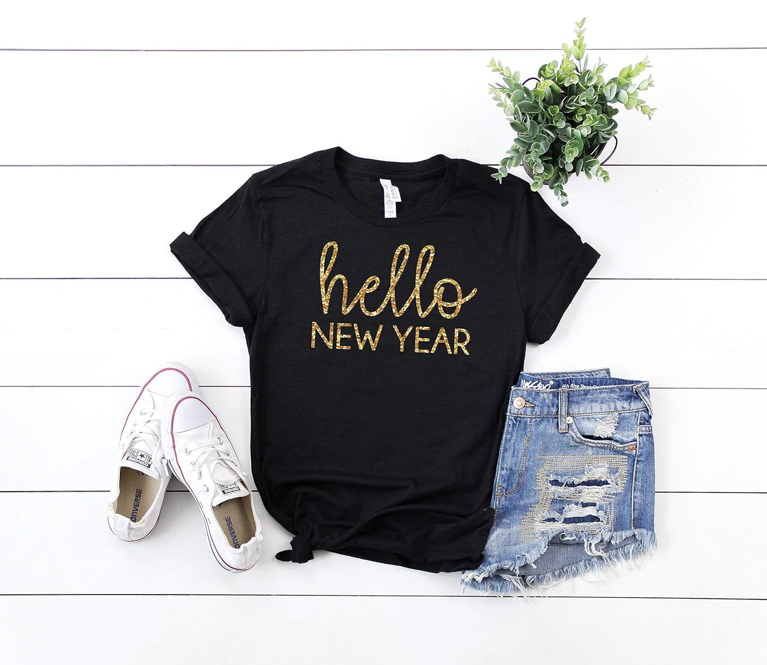 Amazon.com: Hello New Year Shirt Womens 
