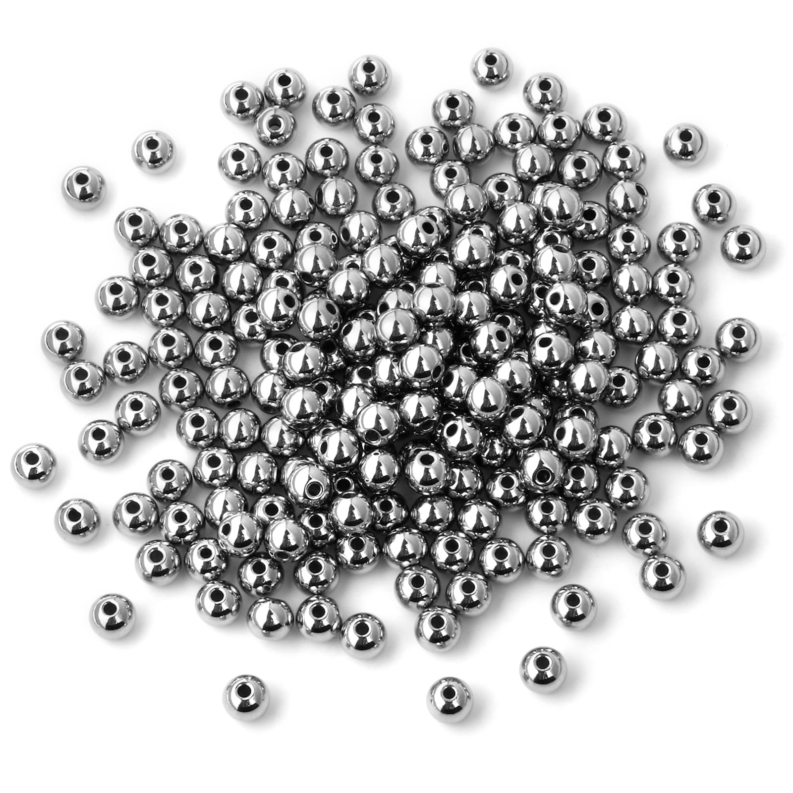 Photo 1 of [8MM/150PCS] Stainless Steel Beads Bulk Round Metal Spacer Beads Bulk for DIY Jewelry Making Necklace Bracelet