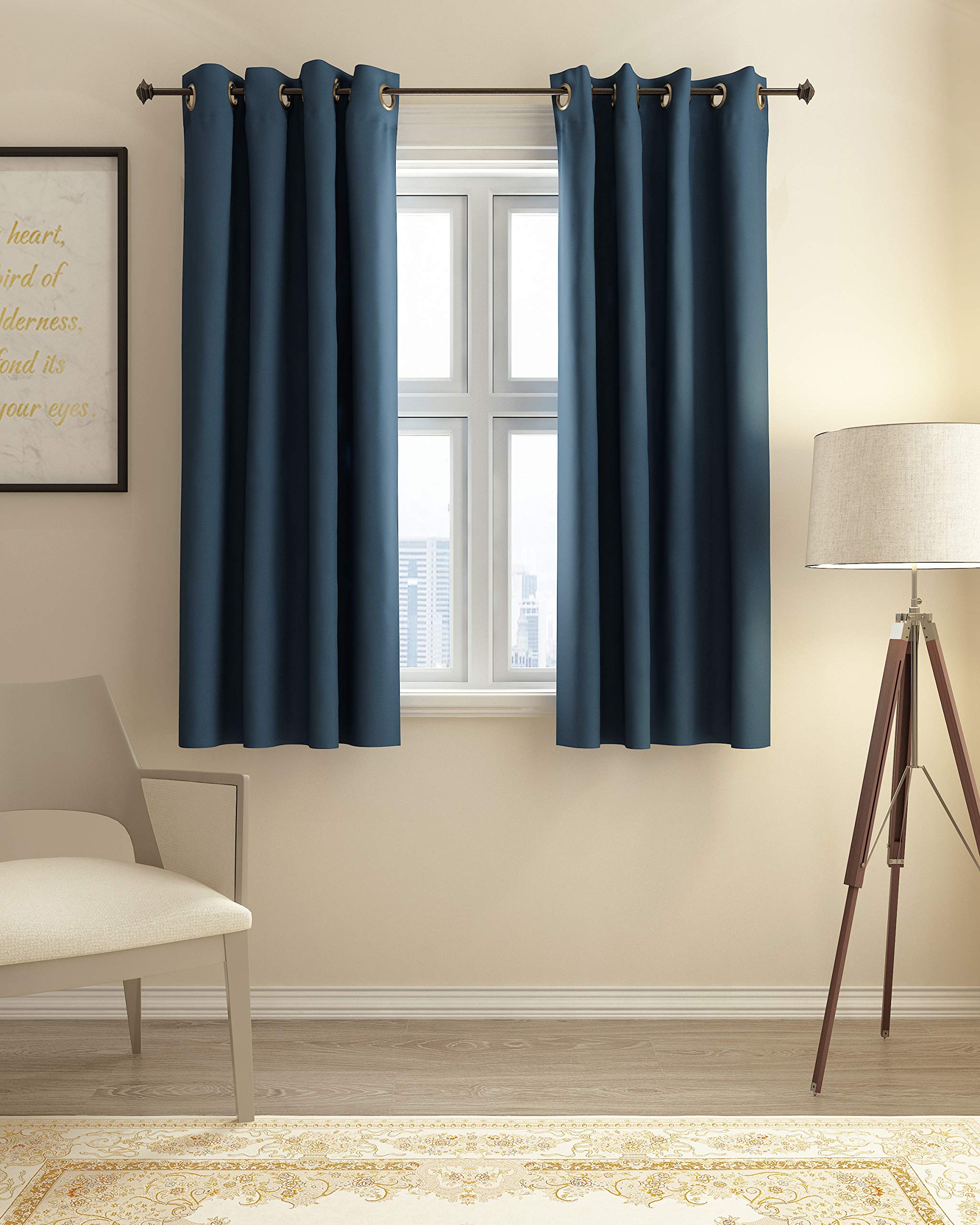 Furinno Collins Blackout Curtain 52x63 in. 1 Panel, Dark Blue