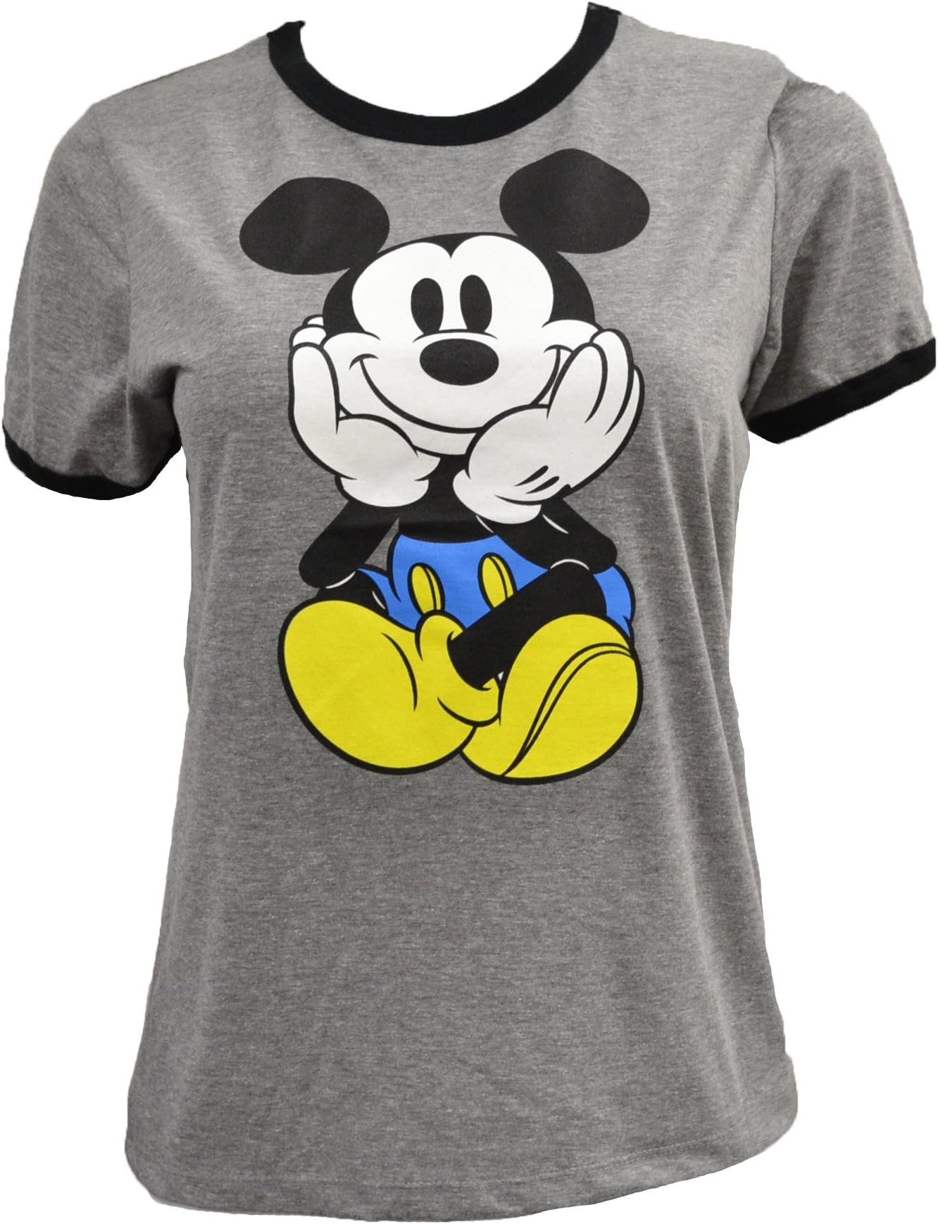 Disney Women's Juniors Mickey Mouse Ringer Tee Shirt