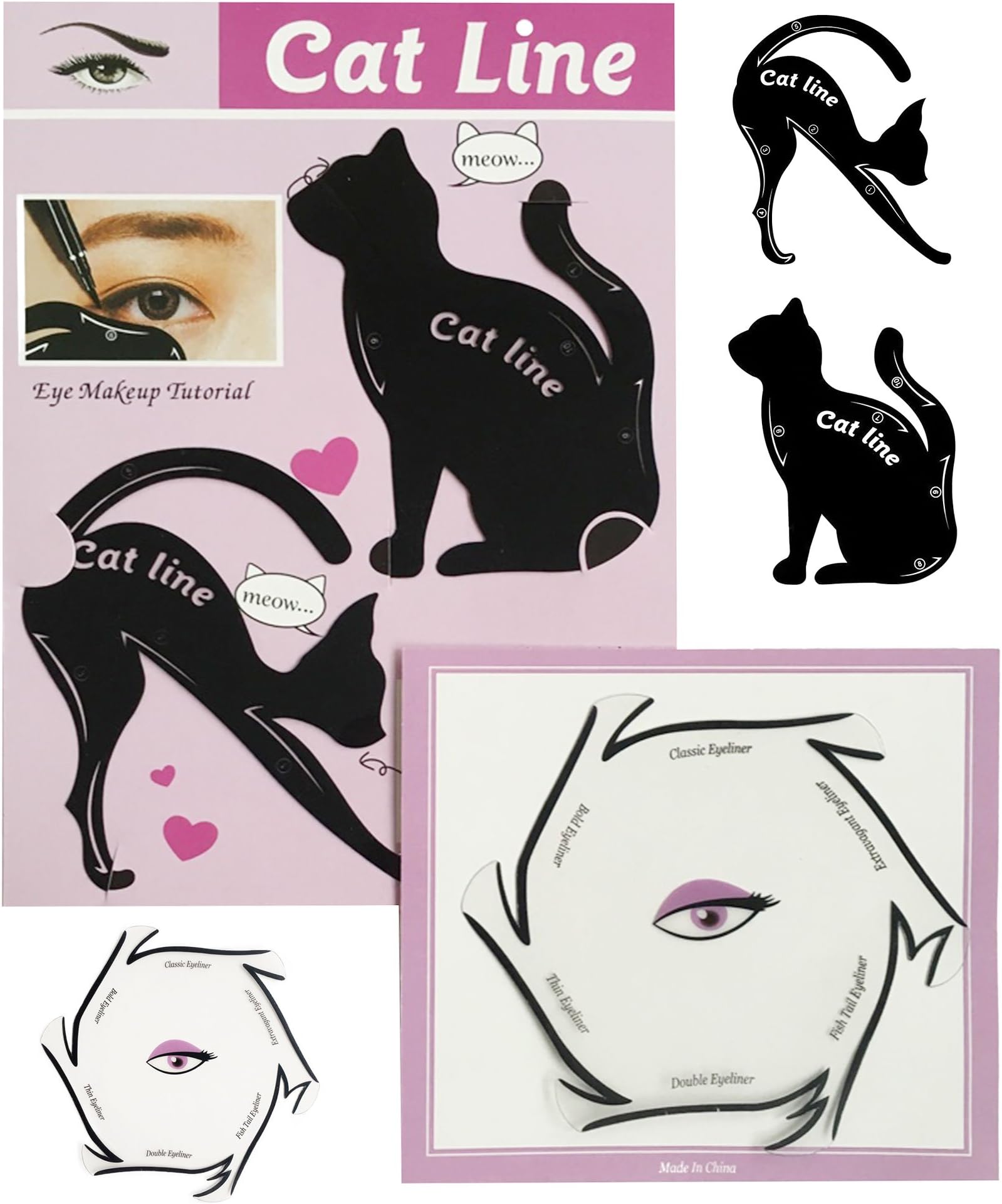 Blissany eyeliner stencil set, different styles for the perfect eyeliner for cat eyeliner, double wing, cat eyeliner, extravagant cat, arabic eyeliner