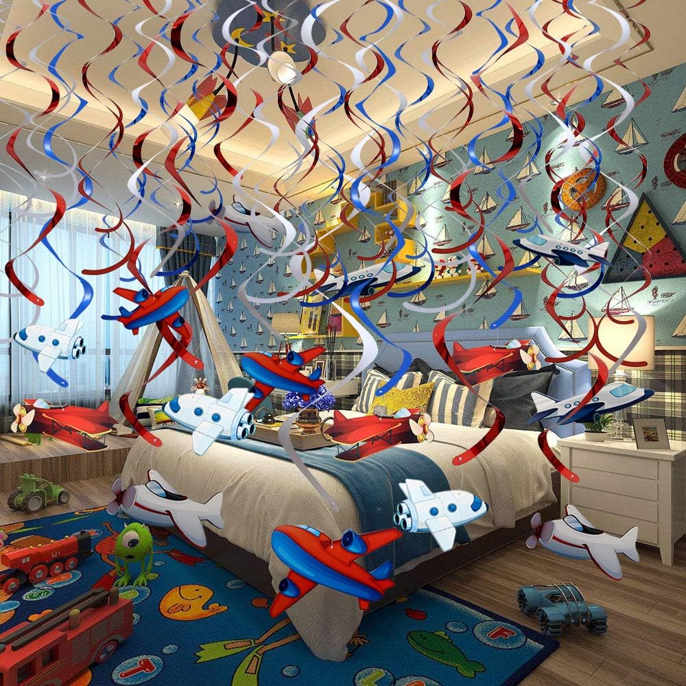 HOWAF Plane Hanging Swirls Decorations(30Pack), Flying Gliders Spiral Garland Ceiling Decoration for Home School - Image 5