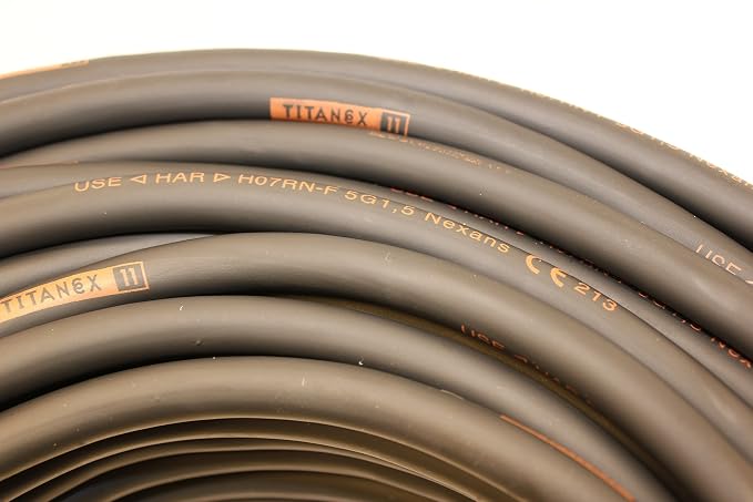 TITANEX Baustellenkabel H07RN-F 5x4,0 Mm² - Robustes Gummikabel Für Industrie Und Außenbereich (5-50 Meter Wählbar)