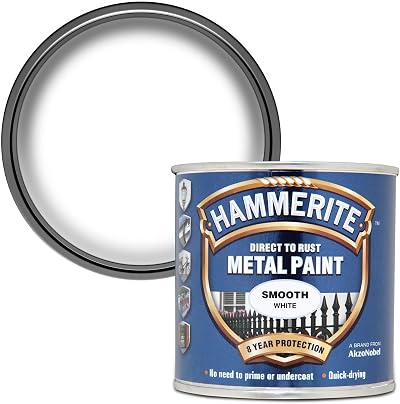 Hammerite Direct to Rust Metal Paint Smooth White 250ML 8 Years Protection