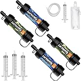 Lormandy Mini Straw Water Filter - Portable Water Filter, Personal Water Filtration System, Water Purifier Straw, Outdoor Emergency and Survival Gear for Hiking, Camping Accessories and Travel (4PCS)