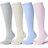 LEVSOX Cotton Compression Socks for Women Men 20-30 mmHg Knee High Cute Support Sock for Nurses Flying Pregnancy