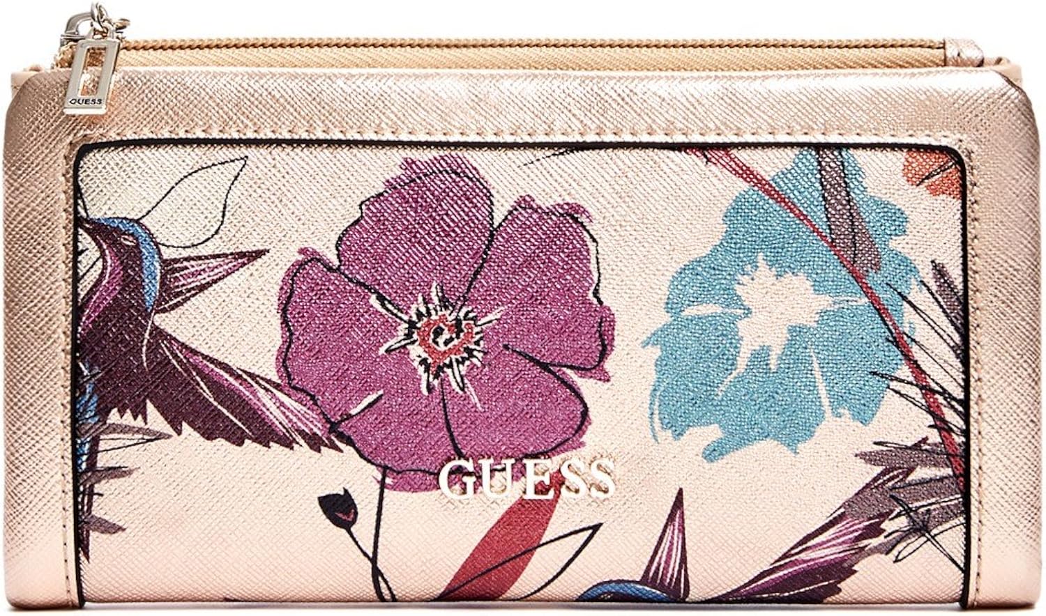 GUESS Women's Andover Floral Metallic Slim Wallet Bag at Amazon Women’s