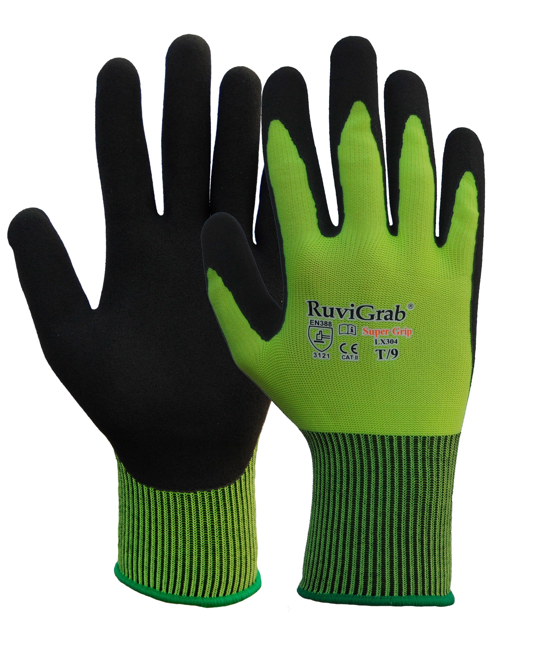 Ruvigrab Gloves Nylon Natural Latex Coated Sandy Finish