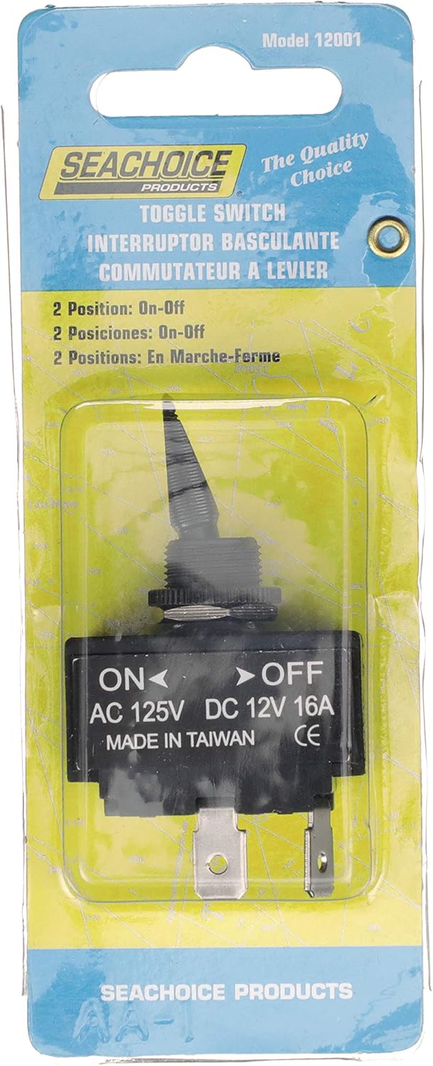 Seachoice 12001 2-Position On/Off Toggle Switch – 15 Amp at 12V DC – 2 Terminals, Black: Automotive