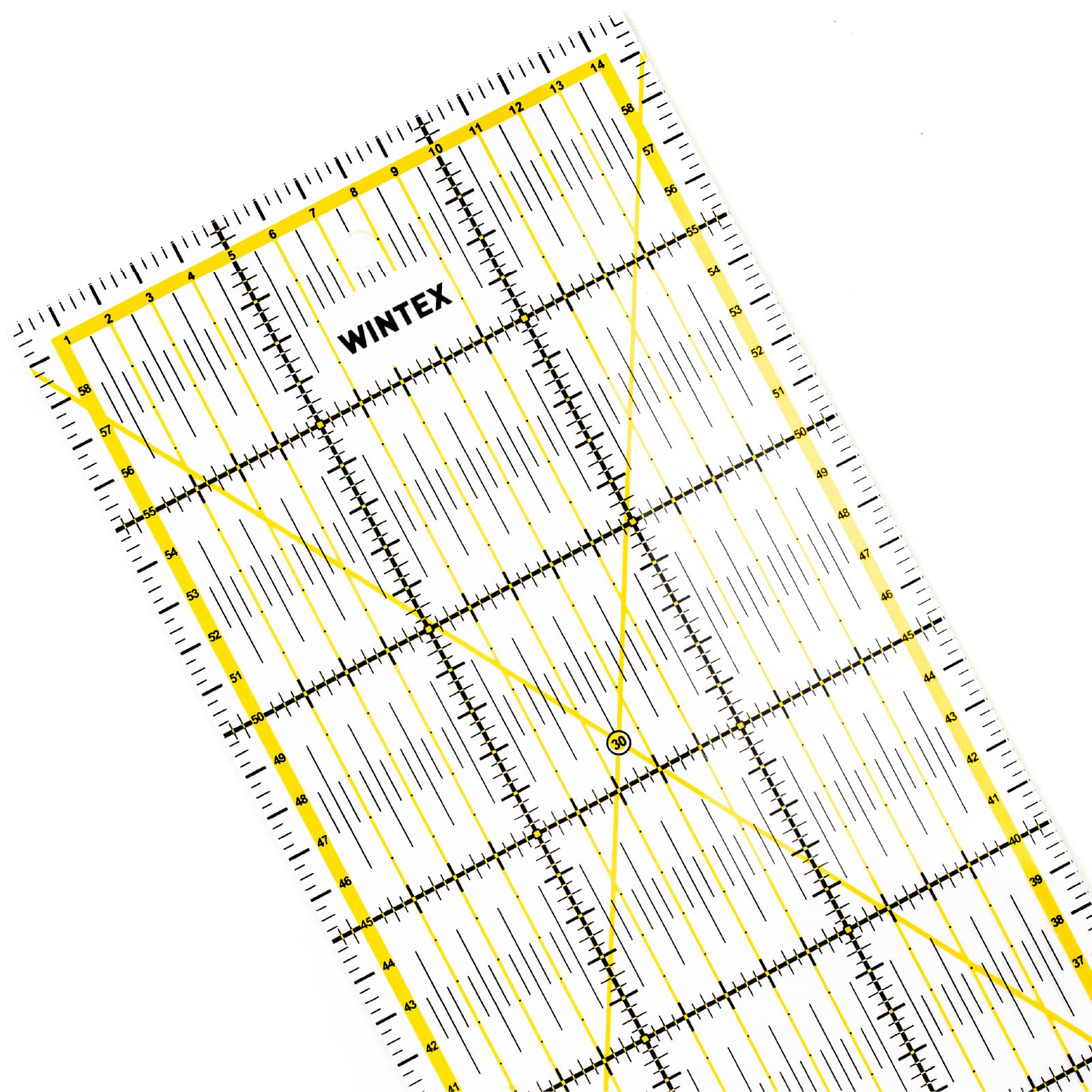 WINTEX Universal Quilting Rulers And Templates 15cm x 60cm, Transparent, 2 Colours Print With cm Grid And Angle Display in 30°, 45°, 60°