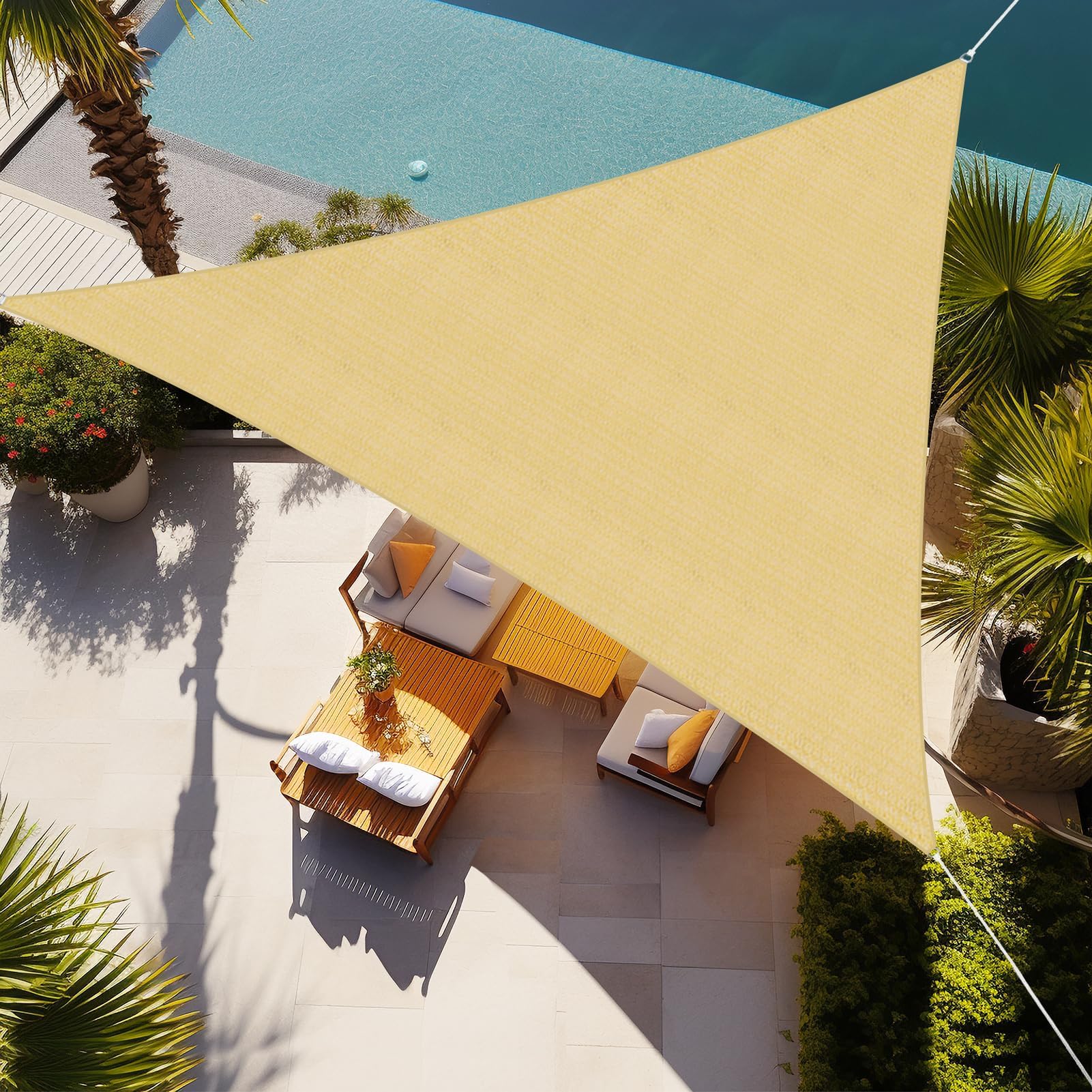 Photo 1 of Shade&Beyond Triangular Breathable UV Block 12'x12'x17' Sun Shade Sail Beige Outdoor Covering Cloth for Deck, Backyard, Pool (Customized Available)