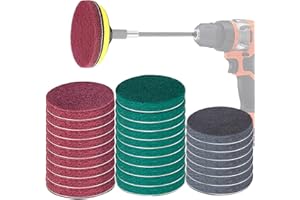 Power Scrub Pads Drill Attachment, GOH DODD 30 Pieces 5 Inch Headlight Restoration Kit Cleaning Kit Scouring Pads with Baker and Universal Shaft for Kitchen, Bathroom, Grout, Carpet, Tub, Grill,Tile