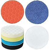 Buffing Polishing Pads - 7Pcs Face for Backing Plate, Car Compound Buffing Sponge Pads and Woolen Cutting Polishing Pad Kit (5 inch)