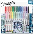 SHARPIE Permanent Markers, Ultra Fine Point, Featuring Mystic Gem Color Markers, Assorted, 24 Count, Includes Lavender