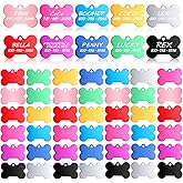 Roowest 50 Pcs Blank Dog Pet Tags for Engraving 38mm Aluminum Bone Shape Name Tag Colorful Double Sided Dog Cat Phone Number Pendants