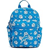 Vera Bradley Women's Cotton Nfl Small Backpack (Multiple Teams Available), Detroitlionsonmediumblue/Graybandana, One Size