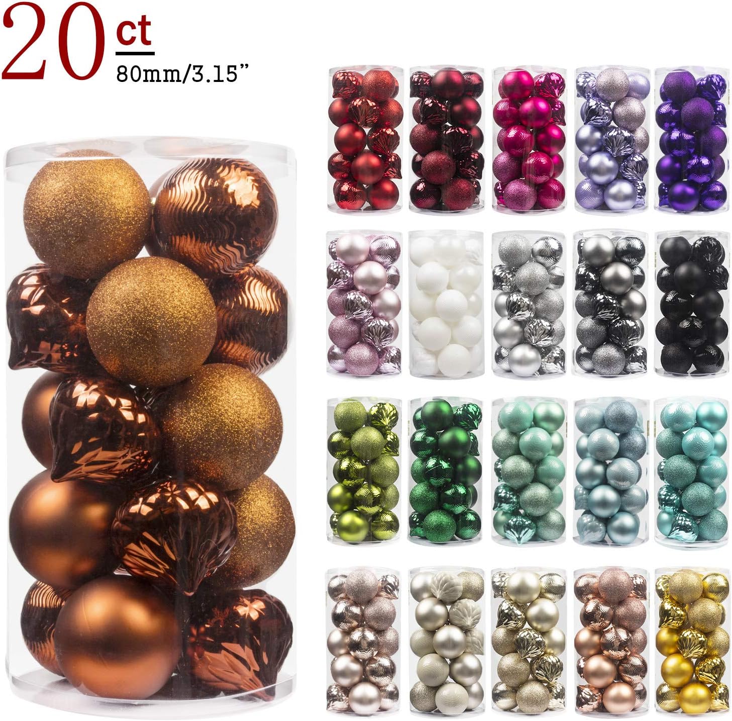 KI Store Bronze Christmas Baubles 80mm Christmas Tree Decoration