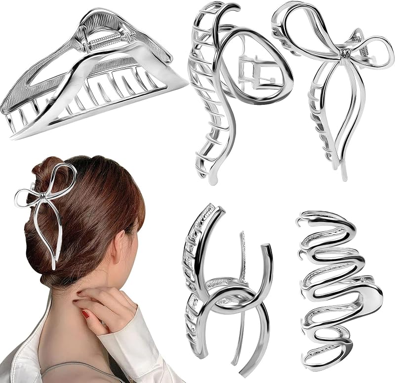 UMILKI 5Pcs Metal Hair Claws Large Clips Strong Hold for Thick Hair Women Girls