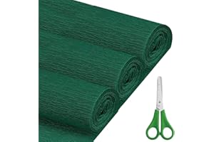 FYANER Crepe Paper Roll (17Inch x 8.2ft),3Rolls,Crepe Paper,DIY Gift Color Paper Flowers Set for Mother's Day, Valentine's Day, Birthday and Wedding Decoration Flowers Making (Dark Green)
