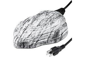 Saillong Bird Bath Deicer Heated Rock, 80W Submersible Utility Decorative De Icer, Thermostatic Controlled Winter Water Heater with Aluminum Base for Outdoor Bird, Chicken, Duck(1 Pack,White)