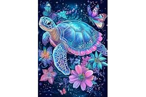 Yanfairy Turtle Diamond Art Painting Kits for Adults, Full Drill Diamond Dots Paintings for Beginners, Round 5D Paint with Diamonds Pictures Gem Art Painting Kits DIY Crafts Kits 12x16inch